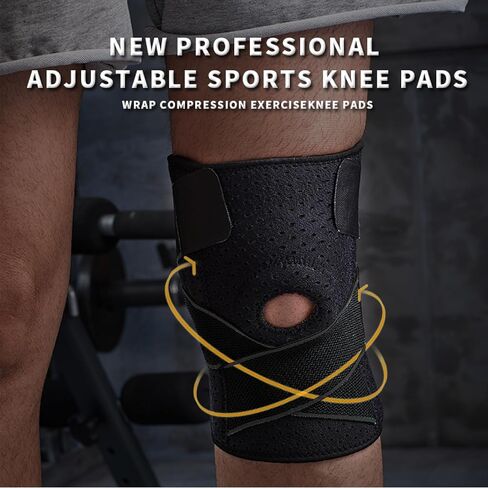 MIR0ESETH New Professional Adjustable Sports knee sleeve, Thickened SBR Core Shock Absorption, 3D Circular Wrap, Designed Specifically for Safe Exercise to Reduce Injuries (Black) in Saudi Arabia