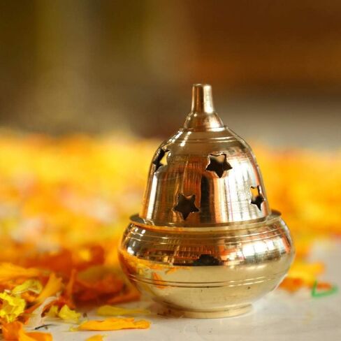 Aditri Creation Brass Star Apple Shape akhand Oil Diya/Lamp Hindu Puja Religious Brass Oil Lamp Pooja Essential Diya for Indian Traditional Decoration ( 4 Inches Height) in Saudi Arabia