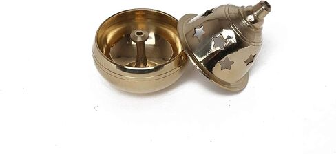 Aditri Creation Brass Star Apple Shape akhand Oil Diya/Lamp Hindu Puja Religious Brass Oil Lamp Pooja Essential Diya for Indian Traditional Decoration ( 4 Inches Height) in Saudi Arabia