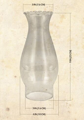 Hyoola Oil Lamp Chimney - Hurricane Lamp Glass Replacement - Crimped Top - 3.5" H - Small in Saudi Arabia
