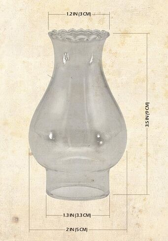 Hyoola Oil Lamp Chimney - Hurricane Lamp Glass Replacement - Crimped Top - 3.5" H - Small in Saudi Arabia