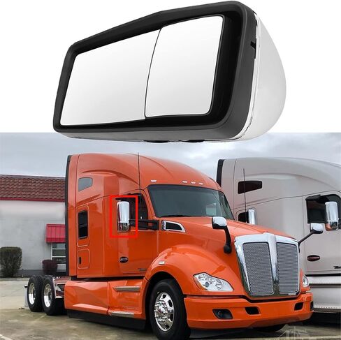 مرآة باب عالية الارتفاع من الكروم مُسخنة بالطاقة لـ 2003-2019 Kenworth T680 T880 الجانب الأيسر/السائق in Saudi Arabia