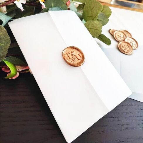 سترات Vellum لدعوات 5x7، سترات من ورق Vellum مطوية مسبقًا 105GSM مقاس 5x7، ولفائف دعوات زفاف Vellum لسترة دعوات الزفاف، 50 حزمة in Kuwait