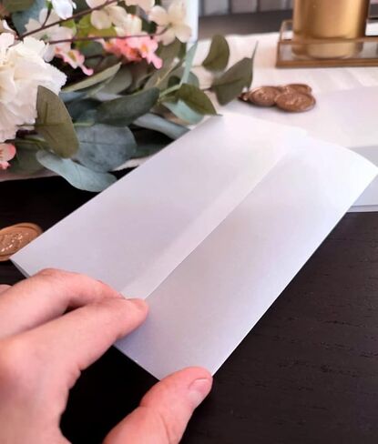 سترات Vellum لدعوات 5x7، سترات من ورق Vellum مطوية مسبقًا 105GSM مقاس 5x7، ولفائف دعوات زفاف Vellum لسترة دعوات الزفاف، 50 حزمة in Kuwait