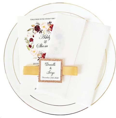 سترات Vellum لدعوات 5x7، سترات من ورق Vellum مطوية مسبقًا 105GSM مقاس 5x7، ولفائف دعوات زفاف Vellum لسترة دعوات الزفاف، 50 حزمة in Kuwait