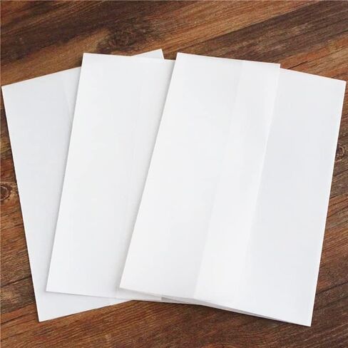 سترات Vellum لدعوات 5x7، سترات من ورق Vellum مطوية مسبقًا 105GSM مقاس 5x7، ولفائف دعوات زفاف Vellum لسترة دعوات الزفاف، 50 حزمة in Kuwait
