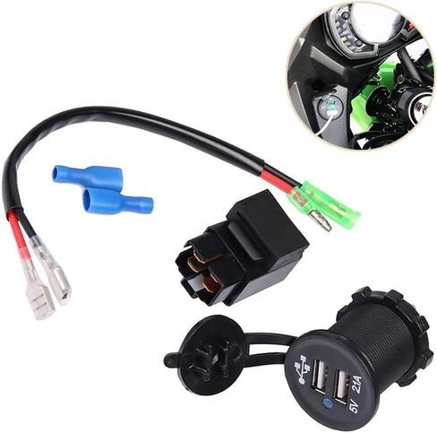 ZORZA 1 قطعة شاحن USB مزدوج للدراجات النارية مع شاحن بطارية مرحل لـ Kawasaki Versys650 Versys1000 Ninja400 Ninja650 Versys 650 1000 X300 X650 Ninja 400 650 in Saudi Arabia
