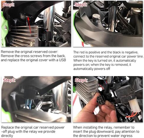 ZORZA 1 قطعة شاحن USB مزدوج للدراجات النارية مع شاحن بطارية مرحل لـ Kawasaki Versys650 Versys1000 Ninja400 Ninja650 Versys 650 1000 X300 X650 Ninja 400 650 in Saudi Arabia
