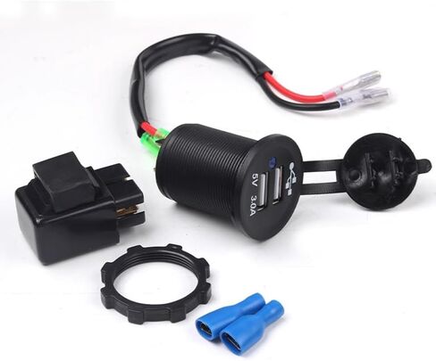 ZORZA 1 قطعة شاحن USB مزدوج للدراجات النارية مع شاحن بطارية مرحل لـ Kawasaki Versys650 Versys1000 Ninja400 Ninja650 Versys 650 1000 X300 X650 Ninja 400 650 in Saudi Arabia