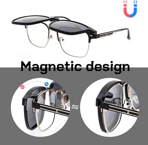 FAA'N Square Magnetic Metal Clip On Sunglasses Womens Polarized Sunglasses Men UV Protection Sun Glasses in Kuwait