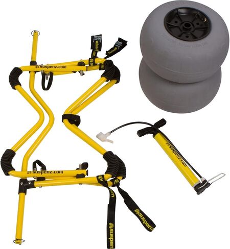 عربة مقطورة Suspenz Kayak Canoe، عربة شاطئ عميقة على شكل حرف V شديدة التحمل مع عجلات بالونية لنقل الرمال (22-7705)، أصفر in Kuwait