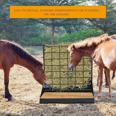 Hushee 2 in 1 Wall Mounted Heavy Duty Goat Horse Hay Feeder Rack Hanging Metal for Sheep 23.6" H Livestock Food Feeders Galvanized Steel No Waste for Mineral Forage Grain Adjustable Distance (Black) in Saudi Arabia