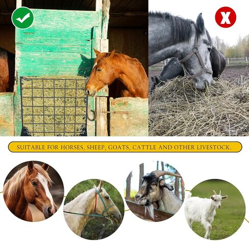 Hushee 2 in 1 Wall Mounted Heavy Duty Goat Horse Hay Feeder Rack Hanging Metal for Sheep 23.6" H Livestock Food Feeders Galvanized Steel No Waste for Mineral Forage Grain Adjustable Distance (Black) in Saudi Arabia