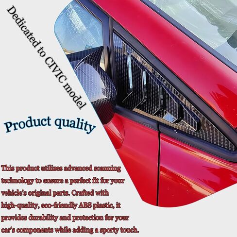 قطعتان من MUXEE للنافذة الجانبية الخلفية وفتحات تهوية وظلال غطاء ستائر لسيارة Honda Civic 2006-2011 - ملحقات داخلية رياضية من ألياف الكربون ABS in Kuwait