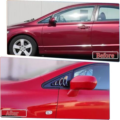 قطعتان من MUXEE للنافذة الجانبية الخلفية وفتحات تهوية وظلال غطاء ستائر لسيارة Honda Civic 2006-2011 - ملحقات داخلية رياضية من ألياف الكربون ABS in Kuwait