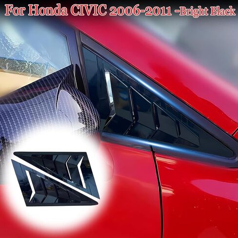 قطعتان من MUXEE للنافذة الجانبية الخلفية وفتحات تهوية وظلال غطاء ستائر لسيارة Honda Civic 2006-2011 - ملحقات داخلية رياضية من ألياف الكربون ABS in Kuwait