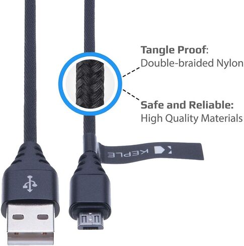 Keple Micro USB Cable | Fast Charging Cable Quick Charge Nylon Braided Charger Data Sync Lead for Game Controllers PS4, PS3 / Xbox One, One S, One X, Elite Controller | USB B High Speed Leads 1.5ft in Saudi Arabia