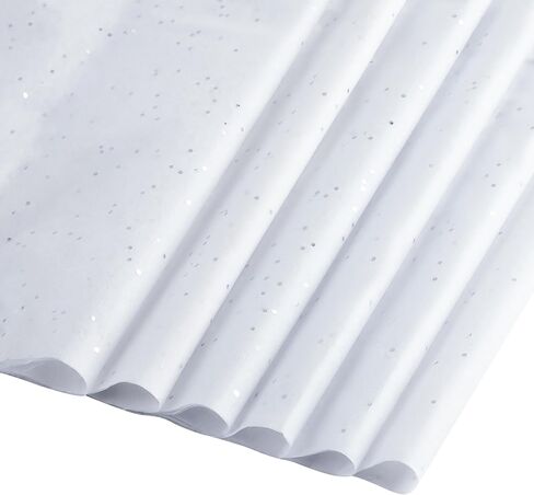 Silver Speckled White Tissue Paper for Gift Bags - Sparkled Gift Tissue Paper for Gift Wrapping- Tissue Paper for Arts and Crafts, Large 20 X 20 Sheets Bulk Tissue Paper for Packaging in Kuwait