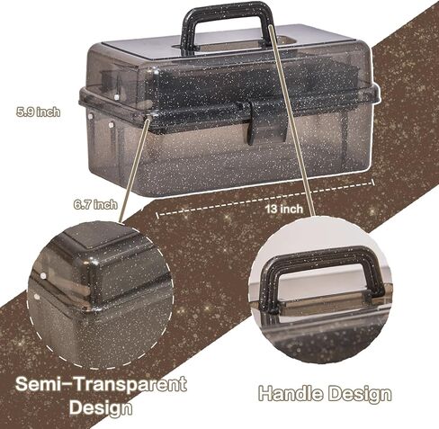13-inch Transparent Art Storage Box/Toolbox, Portable Multi-layered with Handle for Art, Craft, Cosmetics, Medicine, and Toy Storage in Saudi Arabia