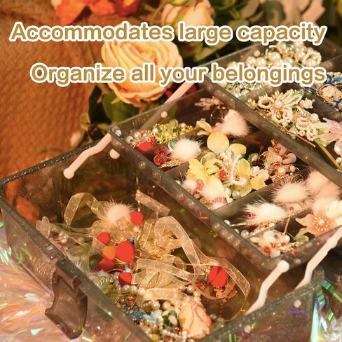 13-inch Transparent Art Storage Box/Toolbox, Portable Multi-layered with Handle for Art, Craft, Cosmetics, Medicine, and Toy Storage in Saudi Arabia