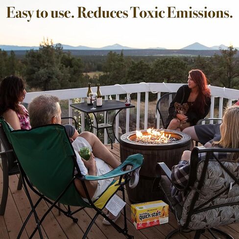 Quickstart Fire Starter للاستخدام الداخلي والخارجي - سجلات بدء الحريق سريعة الإشعال للشواء والمدفأة وحفرة النار ونيران المخيمات (24 حزمة) - مع حزمة واحدة إضافية لتغيير لون النار in Kuwait