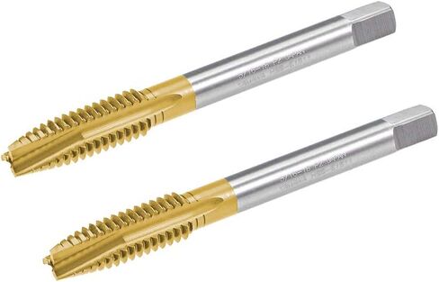 uxcell Spiral Point Plug Threading Tap UNC 5/16-18 Thread, Ground Threads H2 3 Flutes, High Speed Steel HSS 6542, Titanium Coated, Round Shank with Square End, 2pcs in Saudi Arabia