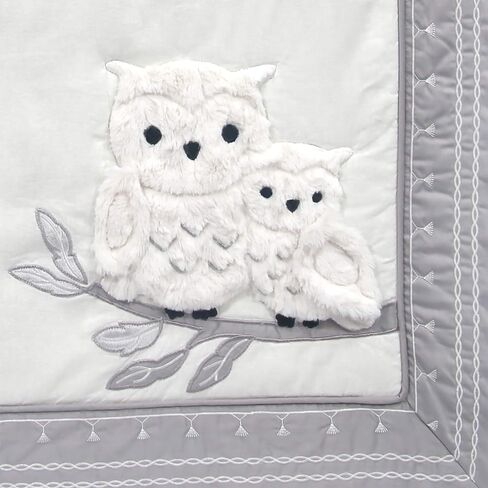 Lambs & Ivy Luna White/Gray Celestial Owl 4-Piece Nursery Baby Crib Bedding Set (740004V) in Saudi Arabia
