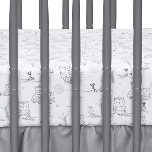 Lambs & Ivy Luna White/Gray Celestial Owl 4-Piece Nursery Baby Crib Bedding Set (740004V) in Saudi Arabia