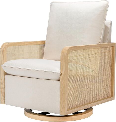Babyletto Sumba طائرة شراعية دوارة مع قصب في كريم الأداء، نسيج صديق للبيئة وقاعدة خشبية خفيفة، طارد للماء ومقاوم للبقع، Greenguard Gold وCertiPUR-US معتمد in Kuwait