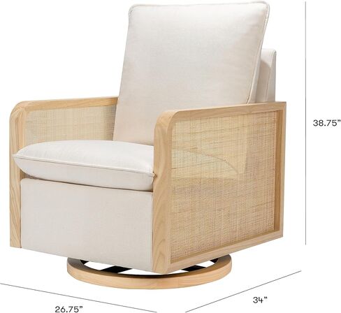 Babyletto Sumba طائرة شراعية دوارة مع قصب في كريم الأداء، نسيج صديق للبيئة وقاعدة خشبية خفيفة، طارد للماء ومقاوم للبقع، Greenguard Gold وCertiPUR-US معتمد in Kuwait