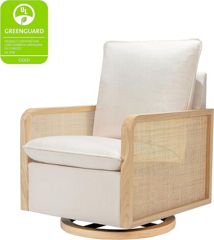 Babyletto Sumba طائرة شراعية دوارة مع قصب في كريم الأداء، نسيج صديق للبيئة وقاعدة خشبية خفيفة، طارد للماء ومقاوم للبقع، Greenguard Gold وCertiPUR-US معتمد in Kuwait