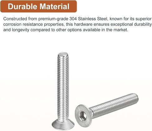 M8-1.25 x 25mm Flat Head Socket Cap Screws, 20 Pack 304 Stainless Steel Hex Socket Flat Head Screws, Full Thread, Countersunk Bolts in Kuwait