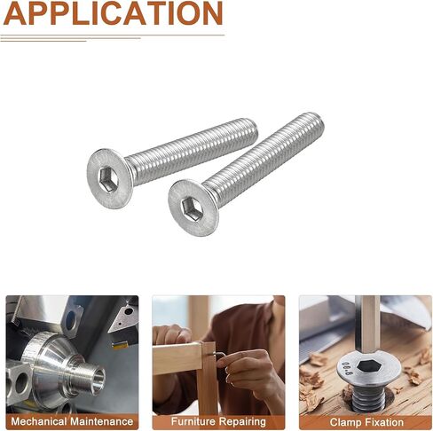 M8-1.25 x 25mm Flat Head Socket Cap Screws, 20 Pack 304 Stainless Steel Hex Socket Flat Head Screws, Full Thread, Countersunk Bolts in Kuwait