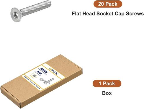M8-1.25 x 25mm Flat Head Socket Cap Screws, 20 Pack 304 Stainless Steel Hex Socket Flat Head Screws, Full Thread, Countersunk Bolts in Kuwait