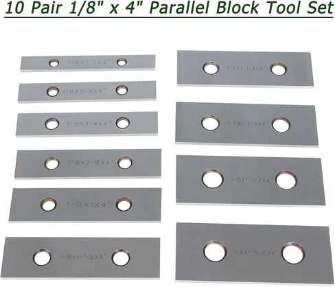 Timunr 10 Pair 1/8 x 4 Machinist Parallel Block Tool Set, 0.0002 Parallelism 1/2 to 1-5/8 Alloy Steel Accuracy Matched Parallel Bar in Saudi Arabia