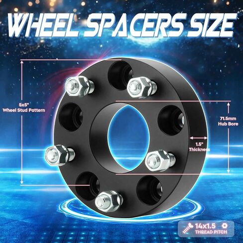فواصل عجلة TadaMark 5x5 2 بوصة 5x127 محولات عجلة مزورة 5 عروات مناسبة لسيارة دودج دورانجو جيب جراند شيروكي 2011-2023 غلاديتور 2020-2023 رانجلر 2019-2023 71.5 مم مع مسامير M14x1.5 4 قطع in Saudi Arabia