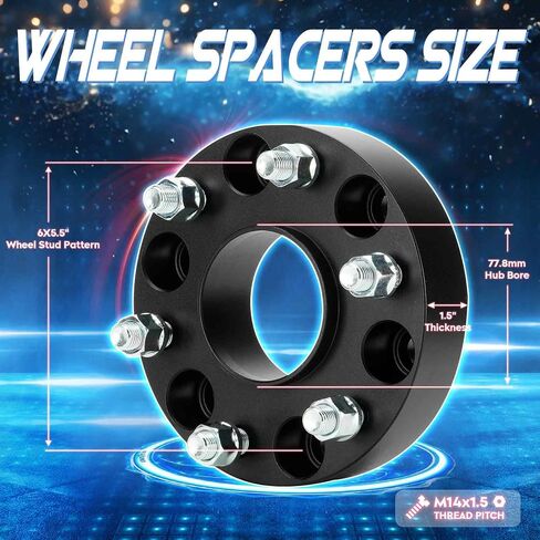 TadaMark 6X5.5 فواصل عجلة مركزية 2 بوصة 6x139.7 محولات عجلة مزورة 6 عروات مناسبة لدودج رام 1500 2019-2023 77.8 مم مع مسامير M14x1.5 4 قطع in Saudi Arabia