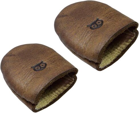 Hide & Drink, Set of 2 Thimbles, Finger Protector, Sewing Thimble, Hand Applique & EPP, Quilting Embroidery, Handcraft Accessories, Full Grain Leather, Handmade, Bourbon Brown in Saudi Arabia