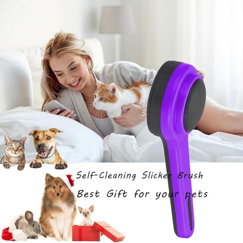 Cat Brush, Cats Grooming Self-Cleaning Brush for Indoor Cats Slicker Brushes for Dogs Short Long Hair Pets Shedding Easy Remove Kittens Cats Loose Undercoat Combs in Kuwait