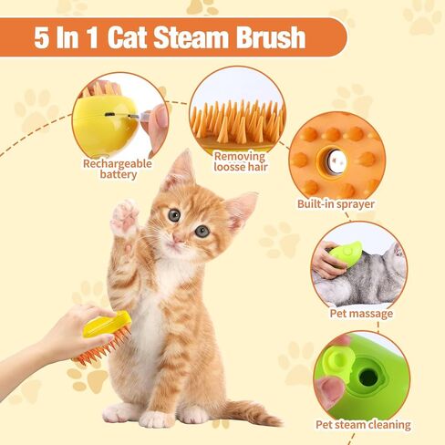 فرشاة Cat Steamy Brush، فرشاة مطاطية للقطط 3 في 1 للتساقط، فرشاة مشبع بالبخار للكلاب والقطط بالماء، فرشاة بخار للقطط للتدليك والتنظيف، فرشاة للحيوانات الأليفة مشبع بالبخار للكلاب والقطط (أخضر) in Saudi Arabia