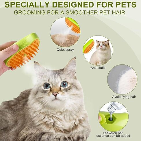 فرشاة Cat Steamy Brush، فرشاة مطاطية للقطط 3 في 1 للتساقط، فرشاة مشبع بالبخار للكلاب والقطط بالماء، فرشاة بخار للقطط للتدليك والتنظيف، فرشاة للحيوانات الأليفة مشبع بالبخار للكلاب والقطط (أخضر) in Saudi Arabia