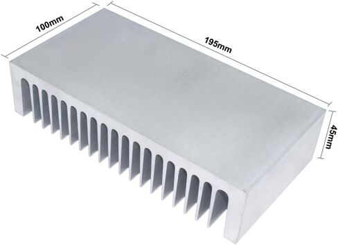 مبدد حراري كبير من الألومنيوم 100 × 195 × 45 مم / 3.93 × 7.67 × 1.77 بوصة مشعاع تبريد مبرد لشريحة LCD LED ومضخم إلكتروني ترانزستور وتبديد الحرارة in Kuwait