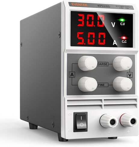 متغير إمداد الطاقة بتيار مستمر (0-30 فولت 0-5 أمبير)، Eventek KPS305D مزود طاقة رقمي قابل للضبط والتبديل، مع سلك طاقة أمريكي من التمساح in Saudi Arabia