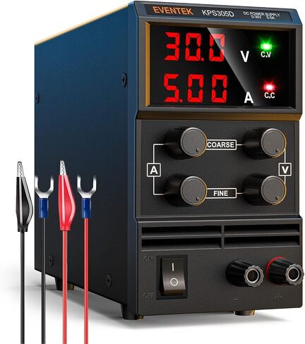 متغير إمداد الطاقة بتيار مستمر (0-30 فولت 0-5 أمبير)، Eventek KPS305D مزود طاقة رقمي قابل للضبط والتبديل، مع سلك طاقة أمريكي من التمساح in Saudi Arabia