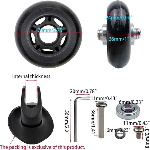 Woogim 2 Pcs 2 Inch Luggage Suitcase Replacement Wheels for Scooter Replacement Wheels Plastic PVC Caster Wheels Black in Saudi Arabia