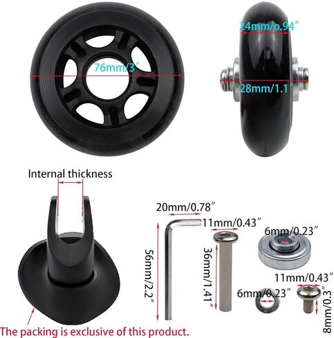 Woogim 2 Pcs 2 Inch Luggage Suitcase Replacement Wheels for Scooter Replacement Wheels Plastic PVC Caster Wheels Black in Saudi Arabia