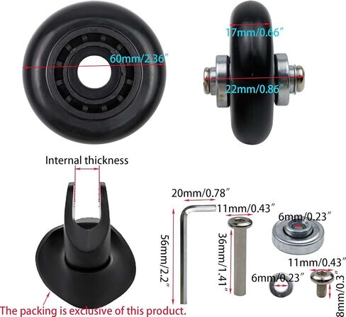 Woogim 2 Pcs 2 Inch Luggage Suitcase Replacement Wheels for Scooter Replacement Wheels Plastic PVC Caster Wheels Black in Saudi Arabia