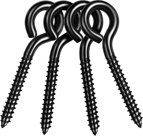 teziicus 8 حزم 3.2 بوصة عيون لولبية سوداء، برغي خطافات للعين في الخدمة الشاقة، مسمار للعين، حلقة براغي طويلة للعين، خطافات متأرجحة لحامل الأرجوحة، كرسي متأرجح، اليوغا، داخلي وخارجي، براغي ذاتية التنصت... in Kuwait