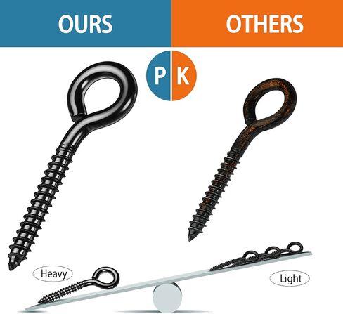 teziicus 8 حزم 3.2 بوصة عيون لولبية سوداء، برغي خطافات للعين في الخدمة الشاقة، مسمار للعين، حلقة براغي طويلة للعين، خطافات متأرجحة لحامل الأرجوحة، كرسي متأرجح، اليوغا، داخلي وخارجي، براغي ذاتية التنصت... in Kuwait