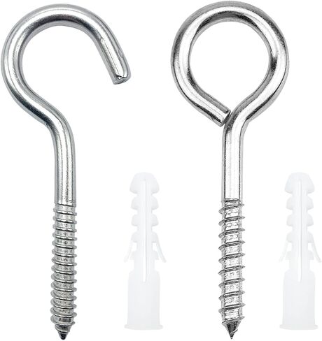 ECKJ 5 بوصة 304 خطافات عين من الفولاذ المقاوم للصدأ، عيون لولبية شديدة التحمل مع أنابيب، مسامير عين كبيرة للخشب، الأرجوحة، كرسي متأرجح، اليوغا، تأمين أسلاك الكابلات للاستخدام الداخلي والخارجي، فتحة ذاتية التنصت in Kuwait